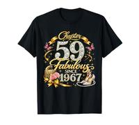 Chapter 59 Fabulous Since 1967 Floral 59th Birthday Women Maglietta