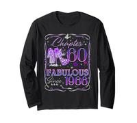Chapter 60 Fabulous Since 1966 60th Birthday Women Girls Maglia a Manica