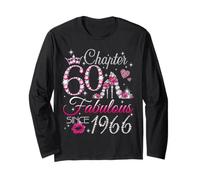 Chapter 60 Fabulous Since 1966 60th Birthday Women Girls Maglia a Manica