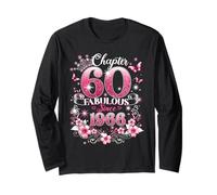 Chapter 60 Fabulous Since 1966 Floral 60th Birthday Women Maglia a Manica