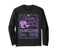 Chapter 65 Fabulous Since 1961 65th Birthday Women Girls Maglia a Manica