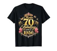 Chapter 70 Fabulous Since 1956 Floral 70th Birthday Women Maglietta