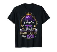 Chapter 75 Since 1951 Purple Disco Ball 75th Birthday Women Maglietta
