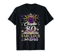Chapter 80 Fabulous Since 1946 80th Birthday Women Girls Maglietta