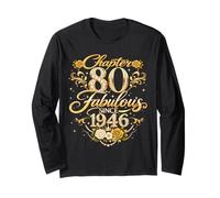 Chapter 80 Fabulous Since 1946 Floral 80th Birthday Women Maglia a Manica