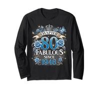 Chapter 80 Fabulous Since 1946 Roses 80th Birthday Women Maglia a Manica