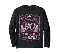 Chapter 90 Fabulous Since 1936 High Heel 90th Birthday Women Maglia a Manica