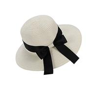 Chapter Seven - Cappello da sole da donna, pieghevole, con fiocco, protezione UV, UPF50, Bianco sporco, M