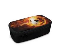 chaqlin Astuccio personalizzato per bambini, grande capacità, organizer per la scuola con scomparti, Stampa Fire Football, Taglia unica, Organizer per borse