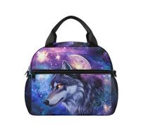 chaqlin Borsa termica per il pranzo con lupo galassia per bambini, per ragazzi e ragazze, resistente, lavabile, per viaggi, picnic, campeggio