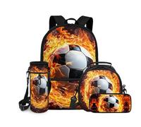 chaqlin Borse scolastiche per ragazze zaini borsa termica per il pranzo per bambini 4 pezzi per il rientro a scuola borsa porta bottiglie d'acqua grande capacità astuccio con scomparti, Pallone da