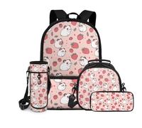 chaqlin Borse scolastiche per ragazze zaini borsa termica per il pranzo per bambini 4 pezzi per il rientro a scuola borsa porta bottiglie d'acqua grande capacità astuccio con scomparti, Criceto