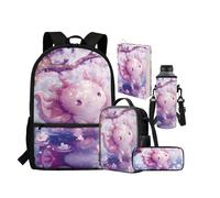 chaqlin Borse scolastiche per ragazze zaino riutilizzabile per bambini borsa per il pranzo grande capacità astuccio per bottiglie d'acqua borsa per libri 5 confezioni da scuola set per elementare