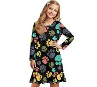chaqlin Camicia da notte da bambina, pigiama a maniche lunghe, per bambini dai 4 ai 12 anni, Cavallo con fiore., 4-5 Years