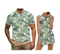 chaqlin Camicie da golf abbinate per coppie, camicia da golf da donna a maniche corte da uomo camicie da golf da uomo abiti per coppia, Foglie Pallina da golf, S
