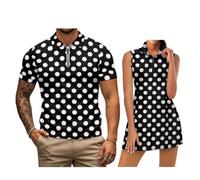 chaqlin Camicie da golf abbinate per coppie, camicia da golf da donna a maniche corte da uomo camicie da golf da uomo abiti per coppia, A pois., M