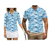 chaqlin Camicie da golf abbinate per coppie, camicia da golf da donna a maniche corte da uomo polo abbinate per coppie, Ombra di squal, S