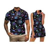 chaqlin Camicie da golf abbinate per coppie, camicia da golf da donna a maniche corte da uomo polo abbinate per coppie, Spider Web, S