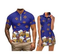 chaqlin Camicie da golf abbinate per coppie, maglietta da golf da donna ad asciugatura rapida, polo da uomo per lavorazione, abiti di coppia, Stampa Birra, XL