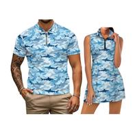 chaqlin Camicie da golf abbinate per coppie, senza maniche, da donna, ad asciugatura rapida, camicie da golf da uomo, abiti per coppie, Ombra di squal, L