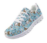 chaqlin Carino Scarpe da Infermiera da Donna Sneaker da Uomo Blu Cartone Animato Orso Modello Medico Stringate Scarpe Sportive Scarpe da Corsa Traspiranti per la Primavera Estate Eu36