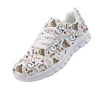 chaqlin Cartoon Bear Infermiera Scarpe Casual da Corsa da Donna Walking Sneakers Allacciate Morbide Scarpe da Ginnastica Sport da Donna Bianco Taglia Eur42