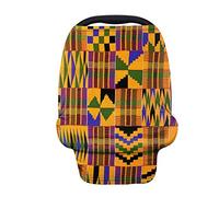 Chaqlin - Coprisedile per auto, motivo tribù etniche africane, elastico, per bambini e ragazze, multiuso per allattamento al seno, per la spesa, seggiolone, passeggino, sciarpa infinito
