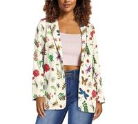 chaqlin Giacca blazer da donna classica marrone giacche casual con un bottone blazer vestibilità regolare blazer cappotti donna cappotto sportivo giacca tuta, Stampa bug, S