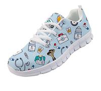 chaqlin Infermiera Scarpe Basse Donna Ragazze Simpatiche Infermiere dei Cartoni Animati Sneakers da Donna Stampate Scarpe Maglie Traspiranti Appartamenti da Corsa Scarpe da Ginnastica Blu Taglia EU40