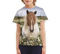 Chaqlin - Maglietta a maniche corte, unisex, stile casual, a maniche corte, con scollo rotondo, idea regalo per bambini e ragazzi dai 3 ai 16 anni Cavallo-1. 9-10 Anni