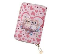 chaqlin Porta carte di credito con stampa floreale animale, per donne, custodia protettiva per carte di credito, porta biglietti da visita, Love Pink Owl, Porta carte