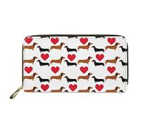 chaqlin Portafoglio multi porta carte di credito da donna, in pelle PU, da viaggio, per biglietti d'identità, banconote, monete, portamonete, custodia per telefono, Bassotto, Taglia unica, Fermasoldi