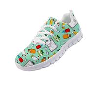 Chaqlin - Scarpe da ginnastica da donna casual da corsa, con lacci, leggere, morbide scarpe da ginnastica sportive, da uomo, con simpatiche scarpe da infermiera, taglia 4-14, Verde (Verde), 40 EU