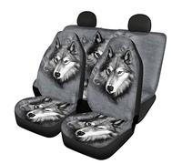 chaqlin - Set completo di 4 coprisedili per auto, con coprisedili anteriori + coprischienale posteriore + copriseduta posteriore, accessori per auto, compatibilità universale, motivo: bradipo carino