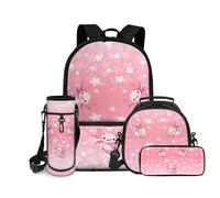 chaqlin Set di 4 zaini per bambini, borsa per il pranzo per ragazze, astuccio per matite carino, borsa per bottiglia d'acqua, zaino per la scuola, zaino per ragazzi di grande capacità, set di borsa