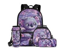 chaqlin Set di 4 zaini per bambini, borsa per il pranzo per ragazze, astuccio per matite carino, borsa per bottiglia d'acqua, zaino per la scuola, zaino per ragazzi di grande capacità, set di borsa