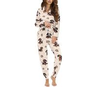 chaqlin Set pigiama da donna con pantaloni lunghi, comodo e morbido, a maniche lunghe, biancheria da notte invernale, set da 2 pezzi, M
