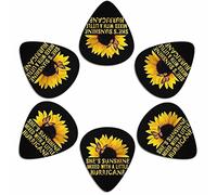 Chaqlin She's Sunshine Sunflower - Plettri per chitarra, set di 6 plettri per chitarra con citazioni ispirate a girasole, protezioni per la punta delle dita per lectric, acustica o basso