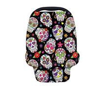 chaqlin Sugar Skull Baby Car Seat Baldacchino, Multiuso Allattamento al seno Coverss, Carrello della spesa/seggiolone/copripasseggino, sciarpa Infinity