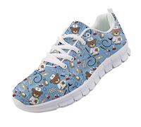 chaqlin Uomo Donna Scarpe da Corsa Blu Cartoon Orso Infermiera Orso Sneakers Scarpe da Ginnastica Traspiranti Mocassini da Lavoro EU43