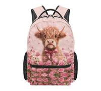 chaqlin Zaino per la scuola per bambini, 43 cm, per ragazzi e ragazze, 8-12 anni, per scuola elementare, Mucca delle Highland, L, Casual