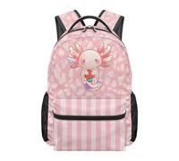 chaqlin Zaino per la scuola per bambini 8-12 anni Zaini per la scuola scolastica zaino carino zaino per la scuola elementare elementare, Axolotl Rosa, L, Casual