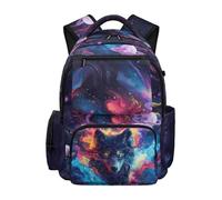 chaqlin Zaino per la scuola per bambini, zaino per il rientro a scuola, per ragazzi e ragazze, carino per scuola elementare, Galaxy Wolf, L, Preppy
