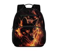 chaqlin Zaino scolastico per bambini, 12 l, piccolo zaino per libri, zaino carino per scuola materna, Lupo della fiamma, M, Preppy