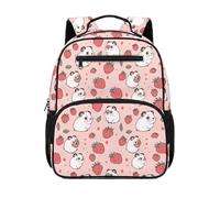 chaqlin Zaino scolastico per bambini, per il rientro a scuola, 12 l, per libri in età prescolare, per bambini dai 4 ai 6 anni, Criceto Fragola, M, Preppy
