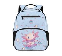 chaqlin Zaino scolastico per bambini, per il rientro a scuola, 12 l, per libri in età prescolare, per bambini dai 4 ai 6 anni, Carino Axolotl, M, Preppy