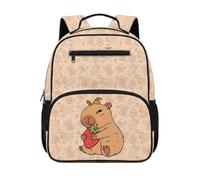 chaqlin Zaino scolastico per bambini, per il rientro a scuola, 12 l, per libri in età prescolare, per bambini dai 4 ai 6 anni, Carino Capibara, M, Preppy