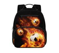 chaqlin Zaino scolastico per bambini, zaino per il rientro a scuola, 12 l, per libri prescolari, per bambini dai 4 ai 6 anni, Calcio Fiamma, M, Preppy
