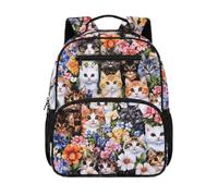 chaqlin Zaino scolastico per bambini, zaino per il rientro a scuola, 12 l, per libri prescolari, per bambini dai 4 ai 6 anni, Famiglia di gatti, M, Preppy
