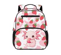 chaqlin Zaino scolastico per bambini, zaino per il rientro a scuola, 12 l, per libri prescolari, per bambini dai 4 ai 6 anni, Axolotl alla fragola, M, Preppy